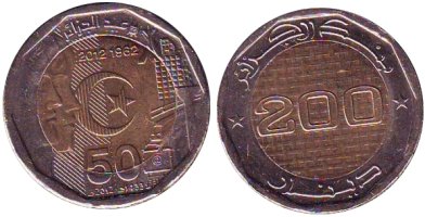 ALGIERIA 200 dinarów bimetal
