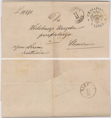 List Żywiec C.K. Starostwo - Ślemień 1891