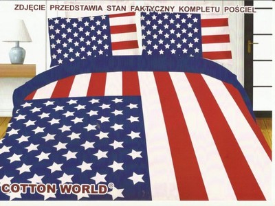POŚCIEL 3D 160x200 FLAGA USA AMERYKA  3cz