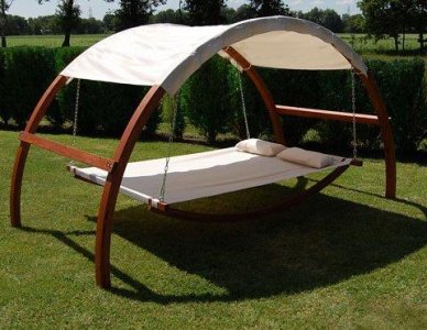 Duże ogrodowe łóżko wiszące / hamak z dachem !!! - 6235596706 - oficjalne  archiwum Allegro