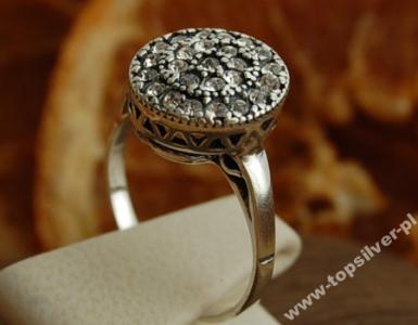 WIEDEŃ - srebrny pierścionek z kryształami rozm 13