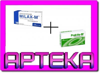 MiLAX-M czopki glicerynowe ZAPARCIA + PROKTIS-M 3