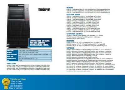 SERWER LENOVO ThinkServer TD100 2x QUAD XEON 16GB