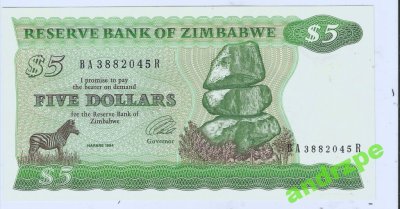 ZIMBABWE 5 Dollars 1993 -UNC