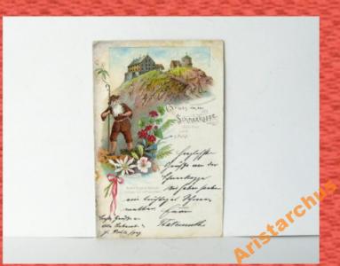 Gruss aus Schneekoppe .. litogr .. 1894 rok
