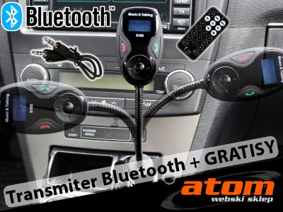 Transmiter FM Bluetooth Mikrofon Regulowany MP3