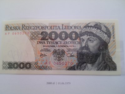 Polskie  Banknoty Obiegowe 2000zł 1979r UNC