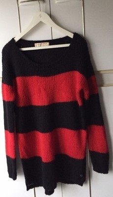 TOM TAILOR piękny sweterek w pasy czarno czerwony - 6736390920 - oficjalne  archiwum Allegro