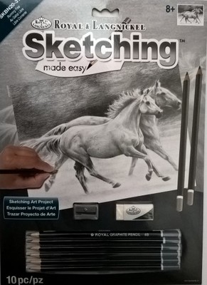 Nauka Szkicowania A4 Konie + Zestaw Ołówków