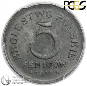 8127. Król. Polskie 5 fenigów 1917 - PCGS MS64