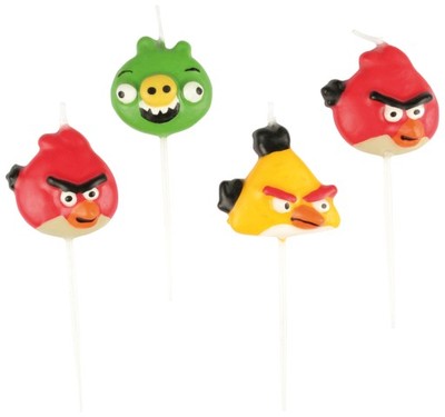 Świeczki urodzinowe Angry Birds 4 szt na pikerze