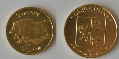 5 Tropów Dzik - Osina moneta zastępcza 2009 r.