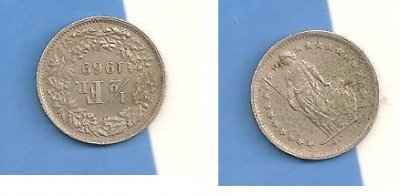 Szwajcaria 1/2 frank 1969 B