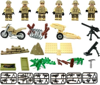 kilof lego i 6x żołnierze komandosi beżowi z motor
