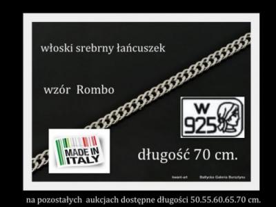 Srebrny męski łańcuszek ROMBO  70 cm