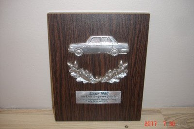 Wartburg pamiątkowa tabliczka 1986 nagroda wykopki