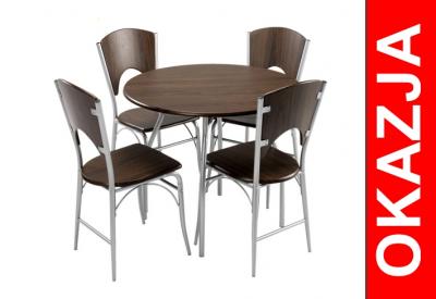 Stół okrągły i 4 krzesła komplet z krzesłami BRĄZ