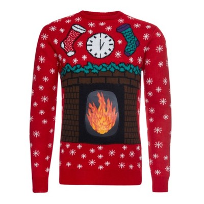 Świąteczny sweter świecący grający kominek r M - 6641428793 - oficjalne  archiwum Allegro