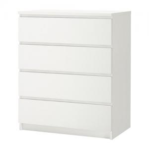 IKEA MALM Komoda, 4 szuflady, biały 80x100 cm
