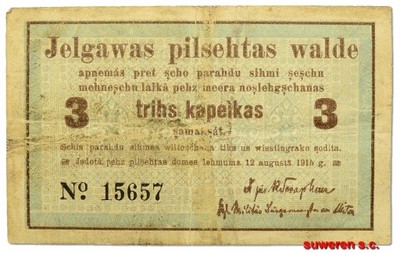 8.ae.Łotwa, Mitawa, 3 Kopiejki 1915, St.3+