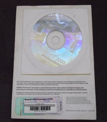 Microsoft Windows 2000 Professional 1-2CPU komplet