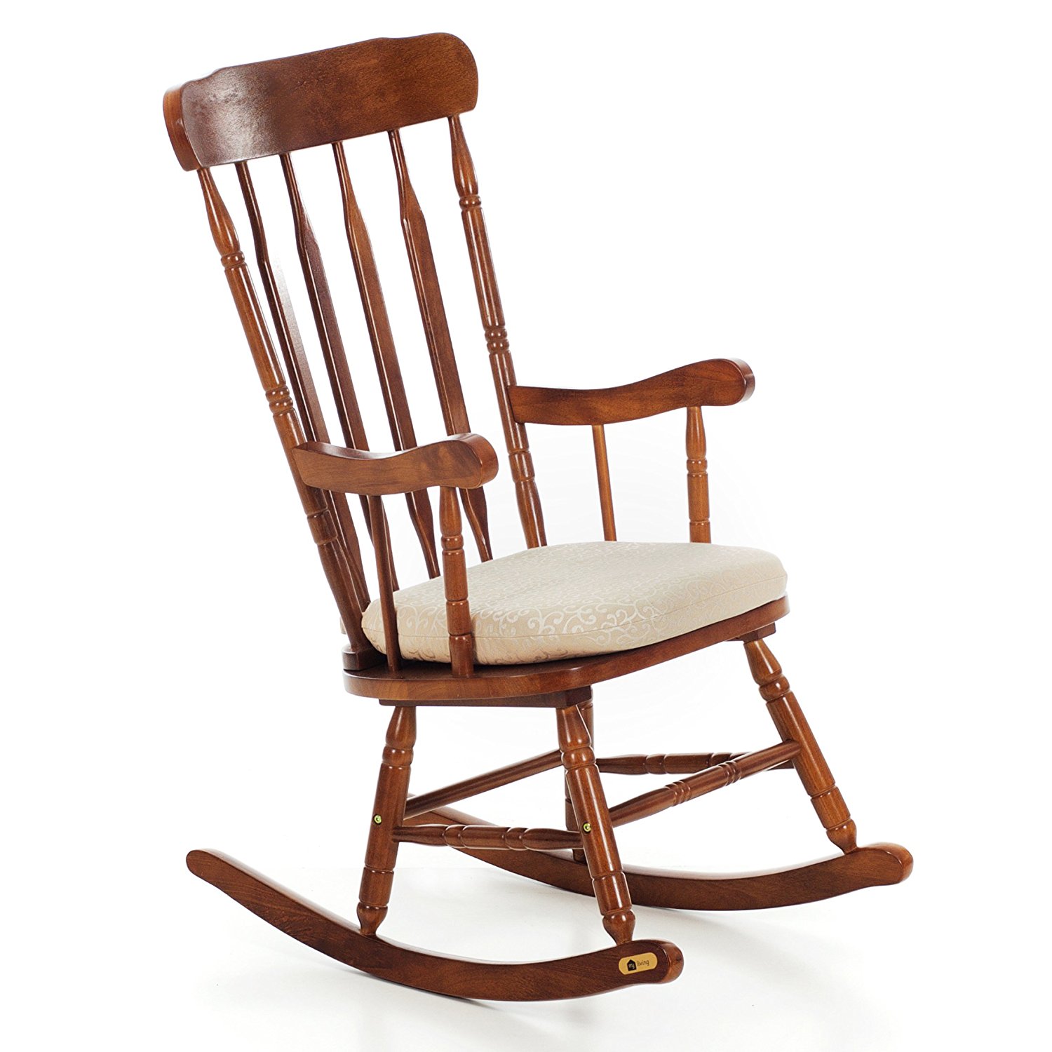 Krzesło bujane drewniane brązowe My_Living B2C495 - 7058587739 - oficjalne  archiwum Allegro