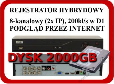 REJESTRATOR HYBRYDOWY BCS 0801QE-II + DYSK 2TB