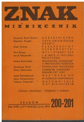 Miesięcznik Znak 200-201 Wojtyła Tischner Ricoeur