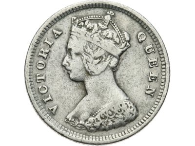 HONG-KONG 10 CENT 1888 ROK VICTORIA st.3 srebro
