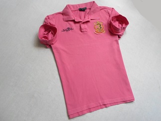 RALPH LAUREN SLIM FIT koszulka polo różowa logo__L