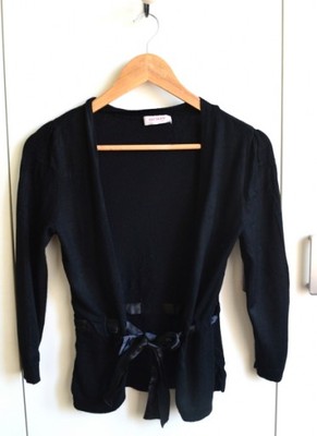 ORSAY sweter XS wstążka czarny kardigan minimalizm