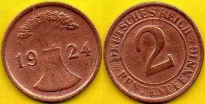 NIEMCY  2 Rentenpfennig  1924 r  E