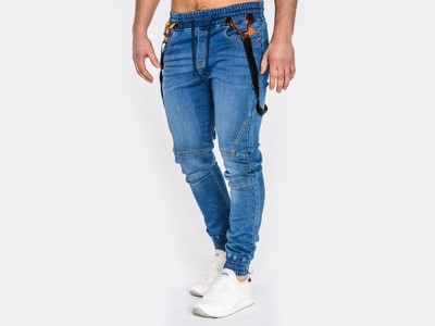 A-F spodnie męskie jeansowe joggery szelki SP023 L