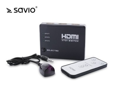 SAVIO CL-28 Switch HDMI 3 porty + pilot, Full HD,,