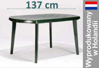 Stół ogrodowy plastikowy duży 137cm c. zielony
