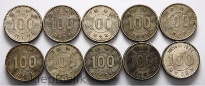 JAPONIA - ZESTAW 10 x 100 YEN