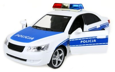 Auto Policja RADIOWÓZ 24cm Światła Dźwięki Napęd