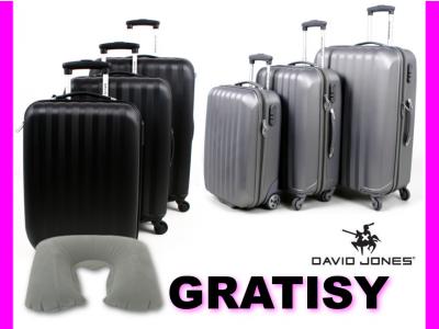 WALIZKA zestaw 3 walizki DAVID JONES 2x gratis