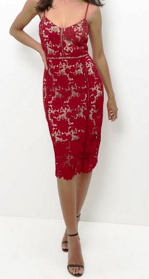 Sukienka NEW LOOK Premium 38 koronkowa czerwona - 7048933997 - oficjalne  archiwum Allegro