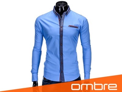 Koszula męska slim fit OMBRE K290 błękitna M