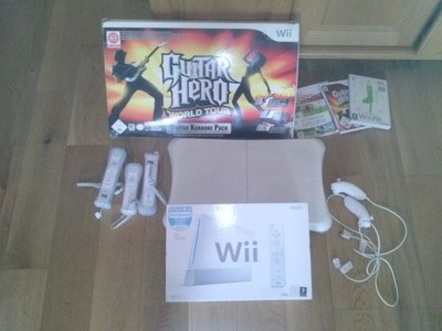 Nintendo Wii Mega paka! Gry Wii fit Guitar Hero