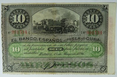 Cuba Kuba 10 pesos 1896  nr 901534 nadruk PLATA