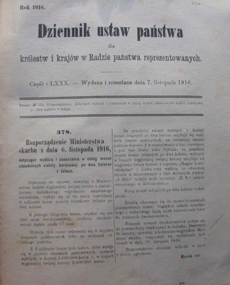 WYBICIE MONET ZDAWKOWYCH PO 2 h Z ŻELAZA 1916