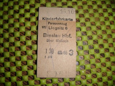 bilet kolejowy 1944 Liegnitz- Breslau p Maltsch