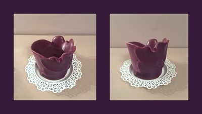 Świecznik podstawka ceramiczny fioletowy