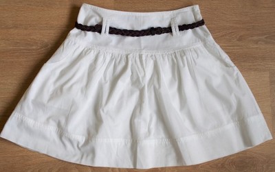 Rozkloszowana spódnica biała PROMOD 36 S z paskiem