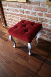 Drewniane krzeslo srebrne ludwik pikowane czerwone