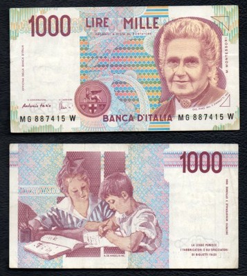 Włochy 1000 lire 1990 rok. BANKNOT.
