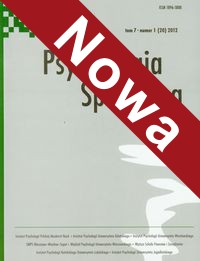 Psychologia społeczna t.7/2012, Nowa