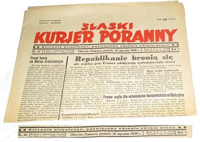ŚLĄSKI KURJER PORANNY, STYCZEŃ 1939 R.